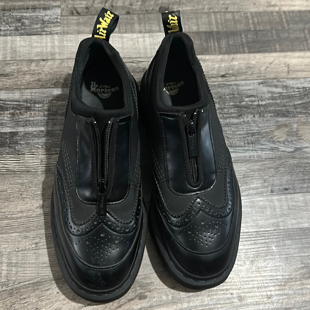 Dr Martens Resnik Platform Brogue Black Shoe Zip size 8